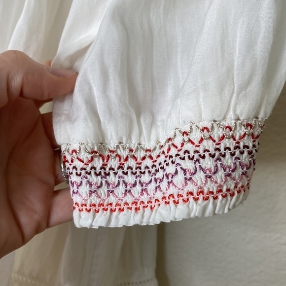 Free people sunbeams dress women’s medium white off shoulder embroidered - Picture 4 of 8